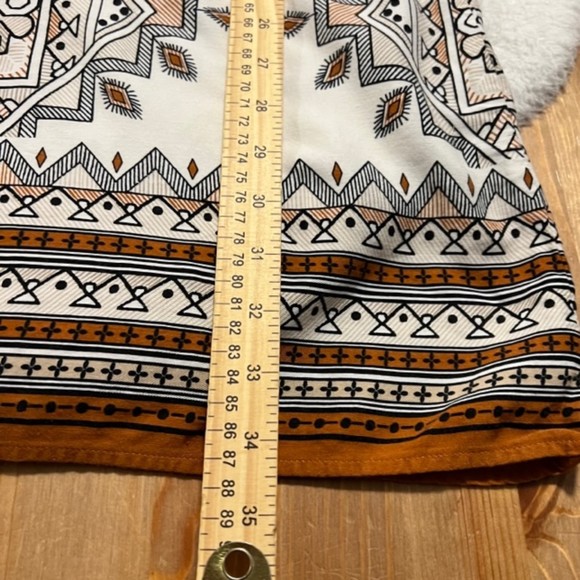 Lovestitch Womens Tribal Print LS Tassel Boho Gypsy Mini Shift Dress Size Medium - Picture 12 of 12